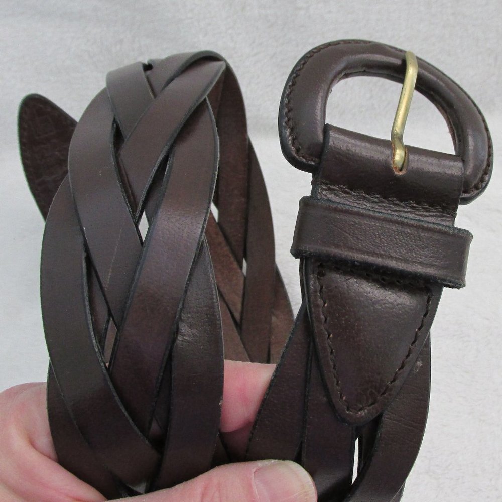 Vintage April Cornell for Cornell Trading Braided Brown Leather Belt Adjustable